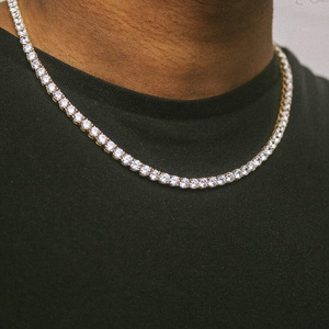 Plata Rosa 18 \ "24 \" 28 \ "5mm CZ Cubic Zirconia tenis Collar para mujeres/Hombres estilo Hip Hop budista aniversario joyería - Product Image 4