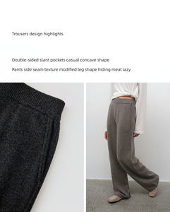 American Casual Sporty 100% Sweatshirt à capuche en tricot de <span class=keywords><strong>laine</strong></span> Lounge Wear Pants Set New Daily Wear Top and Straight Leg Pants Set - Product Image 5