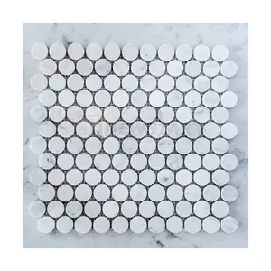 Centesimo Tondo Spagna Mattonelle di Mosaico di Marmo di Carrara Accessori Per il Bagno