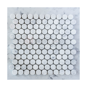 Carrara Penny Vòng Tây Ban Nha Gạch Mosaic Đá Cẩm Thạch Phụ Kiện Phòng Tắm