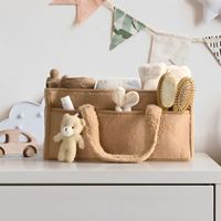 Organisateur de couches en polyester bouclé Teddy pour table à langer, panier de rangement pour lingettes, cadeau pour baby shower, organisateur de voiture