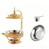 Marmite Chauffante en Acier Inoxydable Doré Grande Capacité 8L avec Couvercle à Suspension et Équipement de Maintien au Chaud pour Buffets et Mariages