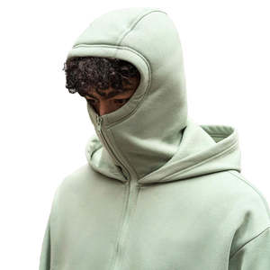 Sweat-shirt à capuche surdimensionné pour homme en gros - 450 GSM - Fermeture éclair intégrale - Masque de ski - Balaclava - Sweat-shirt épais - Fabrication de logo personnalisé - Product Image 2