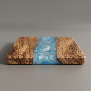 LIVE <b>EDGE</b> STUDIO Customized <b>Square</b> Epoxy Wood Resin Coasters Modern Design Eco-Friendly Without Holder Set - Product Image 1