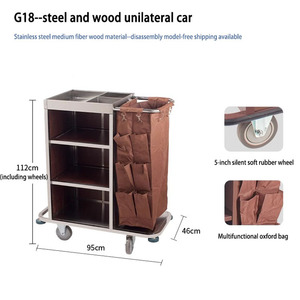 Troli Layanan dari Baja Anti Karat, Troli Linen untuk Kebersihan, Troli Layanan Kamar, Perlengkapan Hotel, Peralatan Komersial, Troli Pintu Masuk - Product Image 2