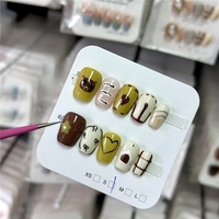 Juego de Uñas Postizas de Diseño Profesional Hechas a Mano, Uñas Acrílicas Artificiales al por Mayor, Uñas Francesas Cuadradas Tipo Ataúd, Uñas Cortas
