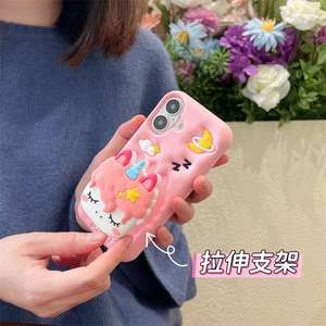 Para IPhone16 Promax 15 14 Plus 13 12 Pro Max 11 XR Funda de teléfono 3D Unicorn Head Grip <span class=keywords><strong>Tok</strong></span> Holder Cartoon Silicone Soft Cover Fundas - Product Image 4
