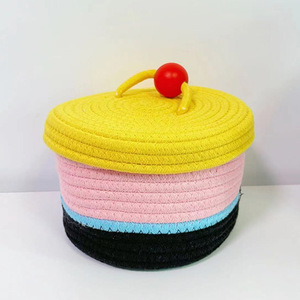 Factory Hot Sale Hand Woven Cotton Rope Baby Tote <b>Basket</b> Organizing Home Decoration <b>Storage</b> <b>Baskets</b> - Product Image 4