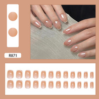Vente en gros, faible MOQ, 24 pièces, faux ongles de luxe à presser, collection courte style français simple, capsules d'ongles pour nail art