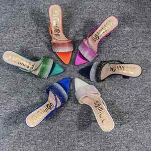 Sandalias de Tacón con Pedrería y Punta Abierta, Estilo Coreano, Primavera/Verano 2024, para Mujer - Product Image 6