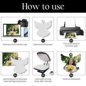 Colgante Personalizado para Coche con Alas de Ángel para Sublimación, Accesorios en Blanco de MDF, Adornos Colgantes Decorativos, Adorno Conmemorativo de MDF - Product Image 6