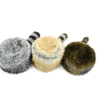 Chapeau de trappeur en fausse fourrure de raton laveur, chapeau d'hiver chaud en fourrure avec queue d'animal, casquette unisexe en fausse fourrure pelucheuse, logo personnalisé