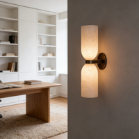 Applique murale LED de luxe Tyson Linear en marbre d'albâtre espagnol et cuivre, pour la décoration intérieure, les hôtels, les passages et les couloirs