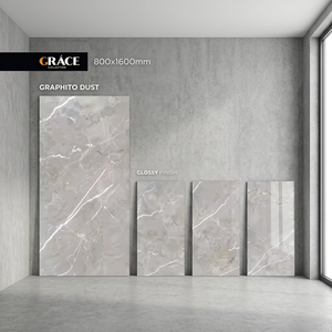 Azulejos de porcelana brillante para piso y pared, color gris ónix, 800x1600 mm, diseño elegante de ónix gris, 80x160 cm - Product Image 3