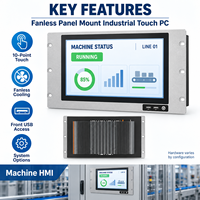 PC Táctil de Montaje en Panel sin Ventilador con USB Frontal y Pantalla Táctil Capacitiva de 10 Puntos para HMI de Máquinas