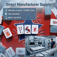 Mahjong Personnalisé Style Américain avec Pièces en Métal Effet Feux d'Artifice, 4 Joueurs, Divertissement de Casino, Tapis à Motif Gravé, Vente Chaude