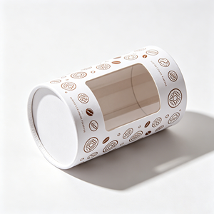 OEM Cylinder Cardboard <b>Box</b> With Visible Window Custom Design For Coffee Bean Brand <b>Packing</b> Shop Display Use - Product Image 4
