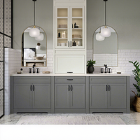 Armoire de salle de bain en bois Goldtop Vanité avec dessus en quartz Vert foncé Double évier et porte Shaker Lavabos doubles Vanité avec miroir