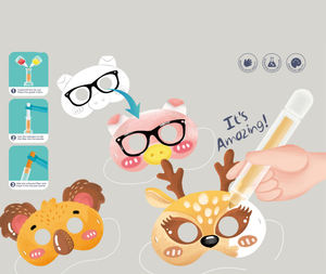 KSF Hot Selling Educatieve Kleurpotloden Waterverf DIY Schilderen Speelgoed Tekenen Dieren Maskers Papier - Product Image 3