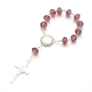 8mm Glass Beaded Chain Fang Heng Brand <strong>Model</strong>-<strong>Bracelet</strong>-Glass Kids Baby Shower Gifts Catholic Cross Rosary Fashion <strong>Bracelet</strong> - Product Image 6