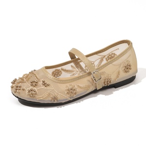 Calzado plano ligero de malla con bordado de perlas estilo Mary Jane para mujer, elegantes <span class=keywords><strong>zapatos</strong></span> de <span class=keywords><strong>ballet</strong></span>, gran venta. - Product Image 6