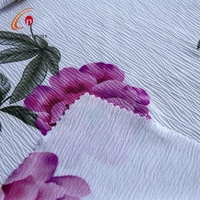 Tissu tissé 100% polyester, douceur 100D, tissu Maza avec effet froissé 130gsm, imprimé floral, pour robe