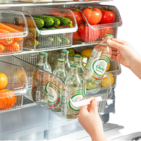 Transparante koelkast organizers met handvat, opbergbak voor groenten, fruit en dranken