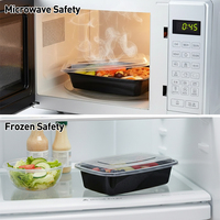 Boîtes à salade jetables en PP de qualité alimentaire, boîtes bento, boîtes à lunch rectangulaires américaines, résistantes à la chaleur et utilisables au micro-ondes