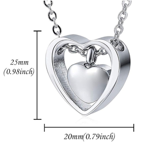 Roségouden Dubbel Hart <span class=keywords><strong>Urn</strong></span> Kettingen Rvs Crematie Sieraden Voor Mens & Huisdier As Herdenking Hanger Aandenken Sieraden - Product Image 2