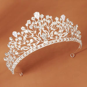 银色大水钻派对婚礼发饰配件生日头饰皇冠女冠冕 - Product Image 2