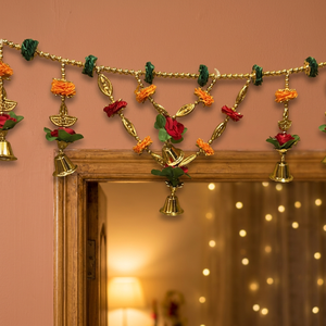 Shubh Labh Door Hanging Toran Bandarwal Multi Plastic <b>Flower</b> Handmade <b>Decorations</b> Home Weddings Bulk Festive Entryway Valance - Product Image 3