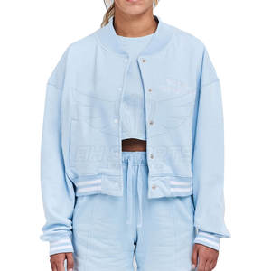 Grande taille respirant femmes recadrée veste universitaire Logo personnalisé brodé culture femmes Letterman Baseball vestes - Product Image 1