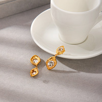 Boucles d'oreilles clous en zircon martelé en forme de goutte d'eau, plaqué or 18 carats, en acier inoxydable, inaltérables, pour femme