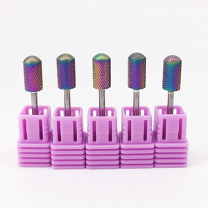 Fraise à ongles en carbure de tungstène à revêtement arc-en-ciel, à tête ronde lisse, pour le retrait de gel et d'acrylique, compatible avec les machines <span class=keywords><strong>Dremel</strong></span> - Product Image 1
