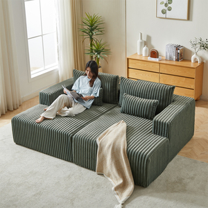 EU Luxury Velvet Modular Sectional Cloud 2 Seat Vacuum Compression Full Foam Plush Combination <b>Sleeper</b> Living Hotel - Product Image 3