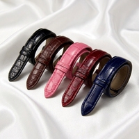 Bracelet de montre en cuir de crocodile véritable de bonne qualité avec boucle papillon en acier inoxydable, bracelet de montre en cuir véritable noir et marron 20MM