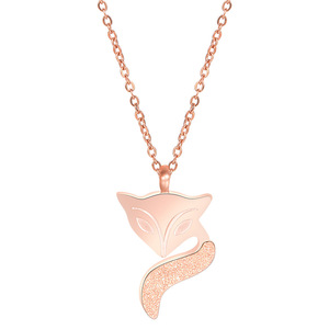 Collier pendentif en forme de renard pour femmes, chaîne de clavicule en acier or rose, bijoux à porter au quotidien, cadeau - Product Image 1