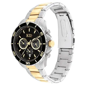 Luxuries Two-Tone Chain-Link Strap Sports Watch For Men Stainless Steel Analog Quartz Watches Chronograph With Date