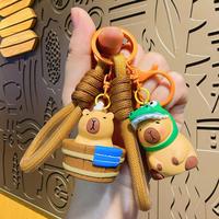 Gros dessin animé 3d PVC capybara porte-clés jouets capybara caoutchouc porte-clés sac charme pendentif voiture porte-clés capybara poupée porte-clés