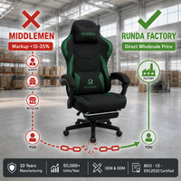 Chaise de jeu ergonomique en tissu inclinable avec repose-pieds rétractable, coussin lombaire réglable, hauteur réglable, rotation à 360 degrés