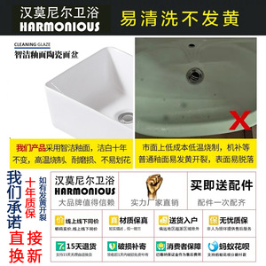 Lavabo de cerámica montado en la pared, tamaño pequeño, forma irregular, sin orificio para grifo, fácil limpieza, para balcón o apartamentos pequeños - Product Image 4