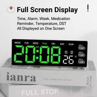 Reloj Despertador Digital LED Inteligente con Recordatorio de Pastillas, Pantalla de Temperatura, Acabado de Espejo, Reloj de Escritorio para Personas Mayores y Decoración del Hogar