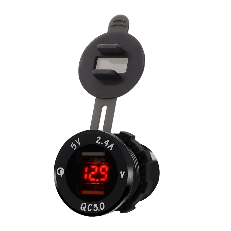 Waterproof Power Outlet 30W LED Digital Voltmeter Car Boat Marine Motorcycle ATV RV Campers 12v Car Charger Socket