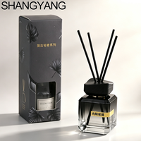 Flacon diffuseur de parfum de luxe carré, dégradé ambre, vide, avec bouchon à vis
