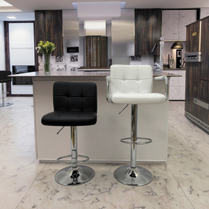 Hiện đại vuông swiviel da có thể điều chỉnh thanh phân với trở lại truy cập chiều cao xoay phân cho quán cà phê nhà hàng nhà bếp truy cập - Product Image 2