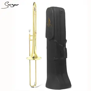 Wholase Trombone Bb with Case Accessories Gold Lacquer Tenor Alto Brass Wind Instrument Factory Price Straight Tubing Trombones