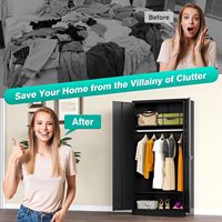 Armoire métallique autoportante à double porte, verrouillable, avec étagères amovibles pour la maison et la chambre à coucher