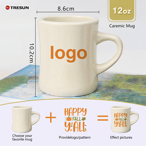 Vente en gros de tasse en céramique de petite taille de couleur émaillée à double paroi de 12oz tasse en céramique vintage tasse de cadeau d'événement de logo personnalisé - Product Image 3