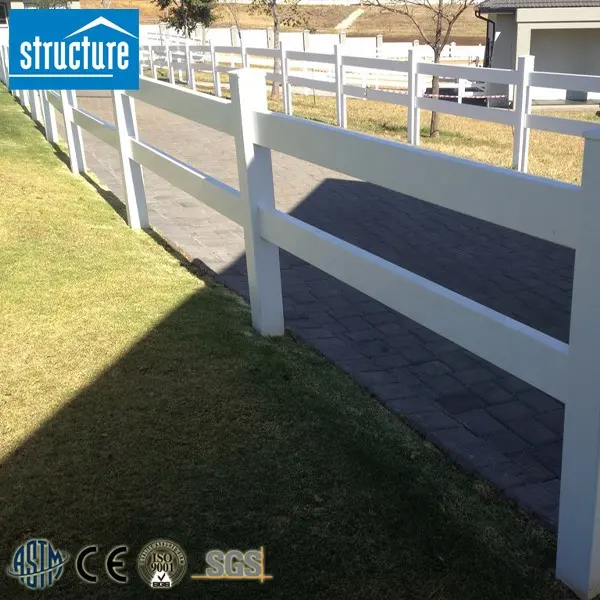 Best Selling Outdoor White PVC 2 Rails Farm Fence