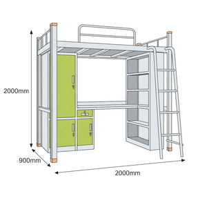 Metal Bunk Bed with Desk Under Twin Size Steel Loft Bed Frame <strong>High</strong> <strong>Sleeper</strong> with Wardrobe Closet Single Bunk Bed for Kids <strong>Adult</strong> - Product Image 4